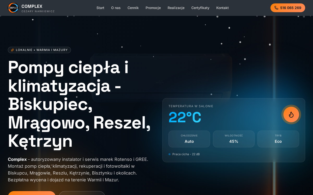 Zrzut ekranu strony ncklima.pl - realizacja JN Creative