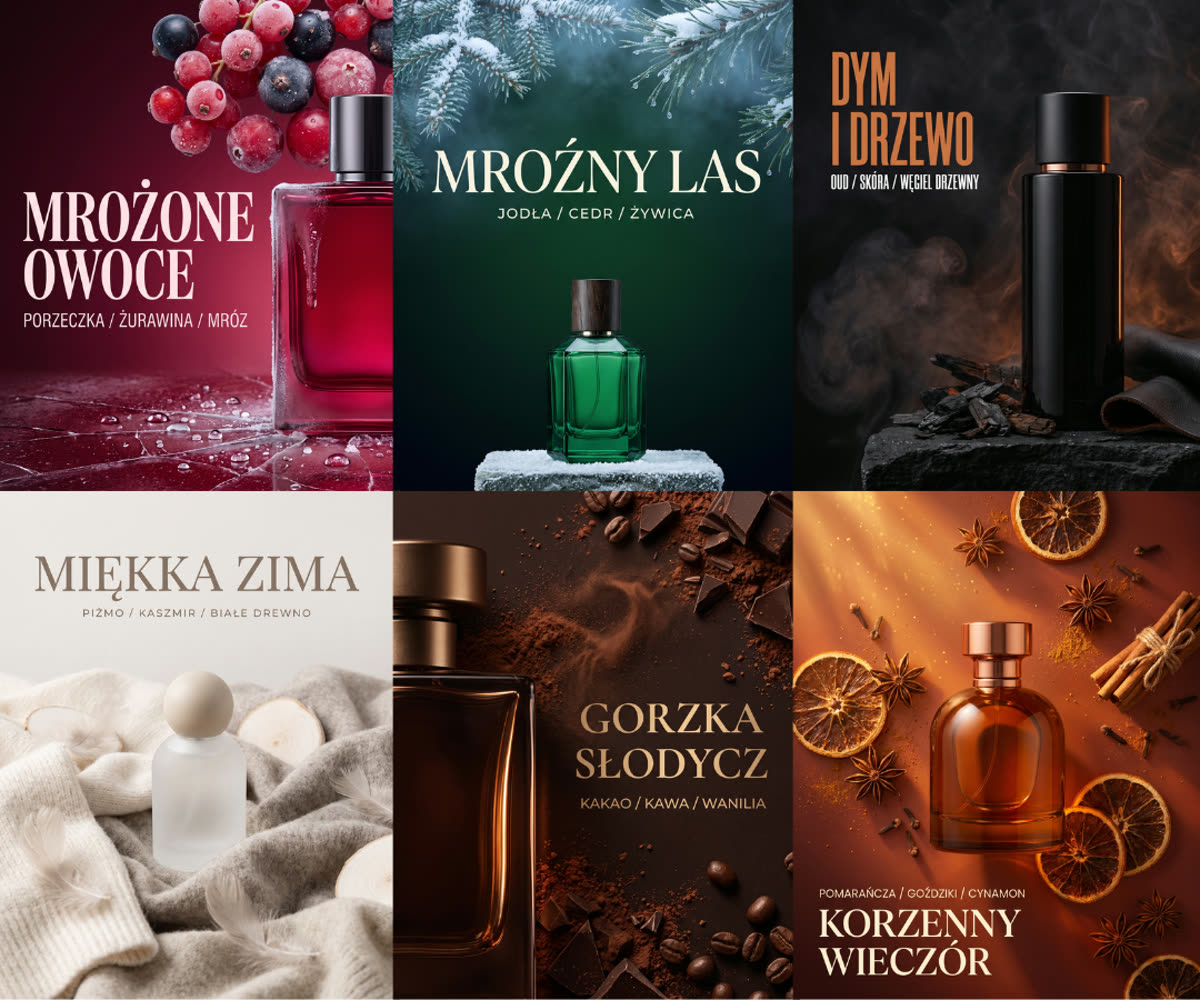 Kreacje reklamowe perfum - seria zapachów